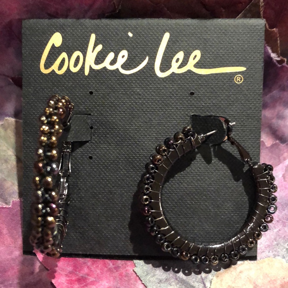 COOKIE LEE IRIDESCENT HOOP EARRINGS NWT